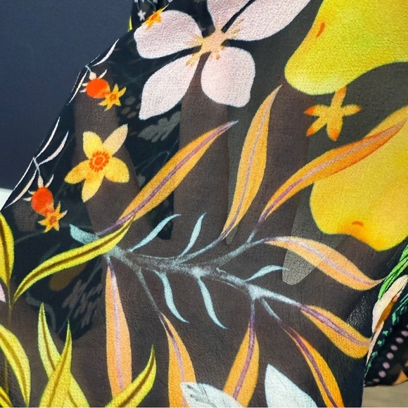 Anthropologie Vismaya Multicolor Floral & Fruit Sheer Kimono Topper One Size - Picture 6 of 8